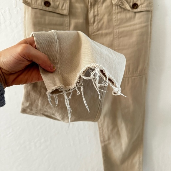 Veronica Beard Blake Straight Raw Hem Cotton Utility Pants Tan 26 - Picture 12 of 12